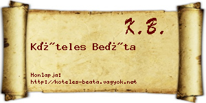 Köteles Beáta névjegykártya