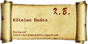Köteles Beáta névjegykártya